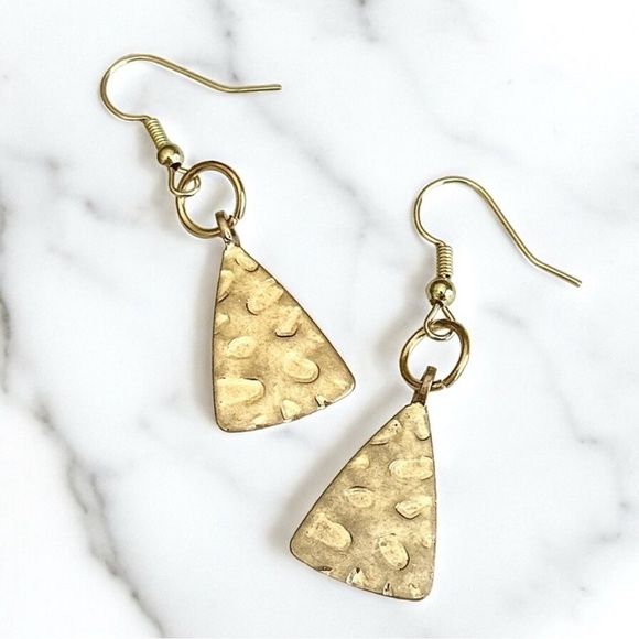 5 For $25💫Golden Textured Triangles Dangles - Picture 4 of 4
